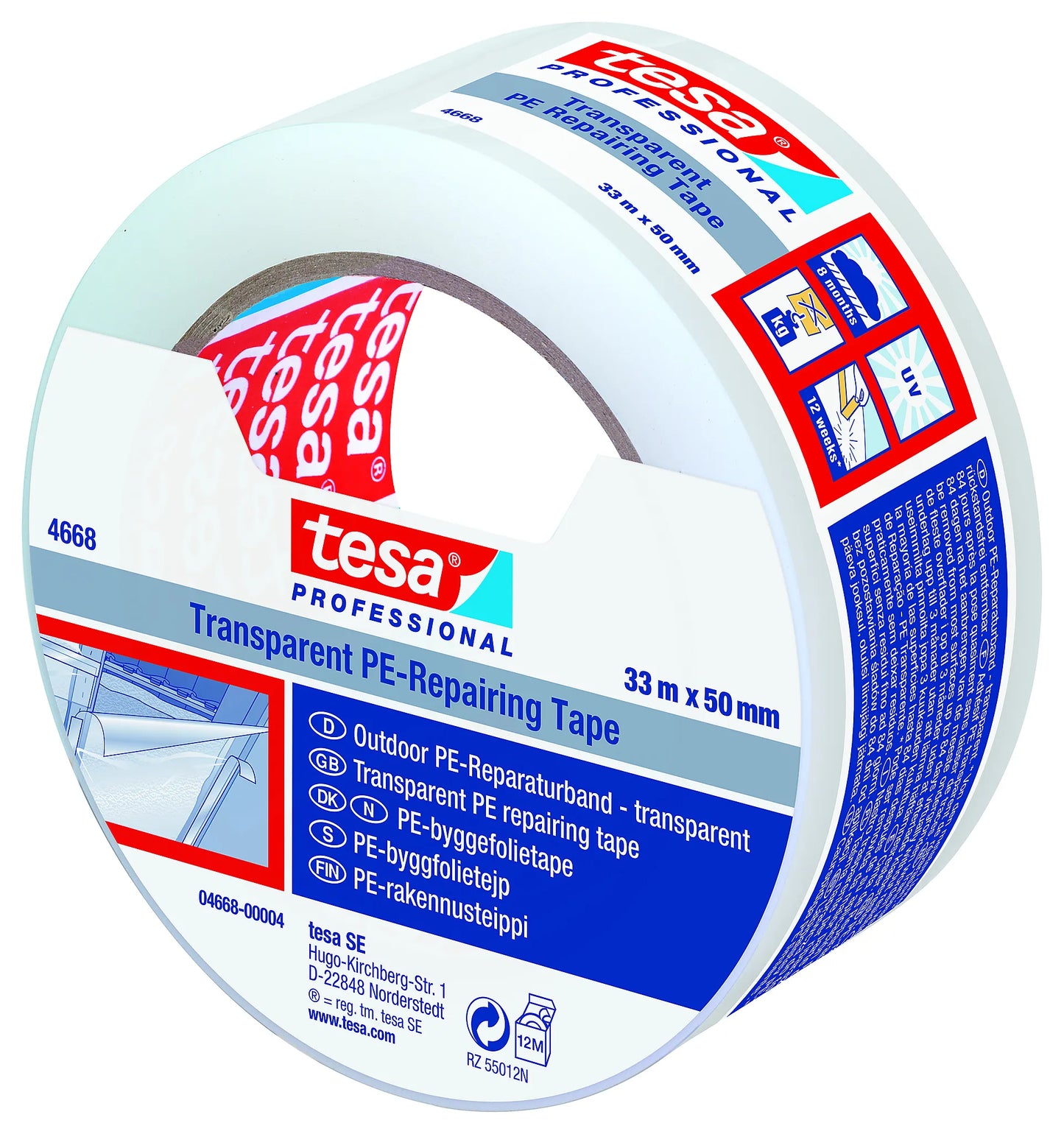 BYGGEFOLIE TAPE 33MX50MM TESA TRANSPARENT PE