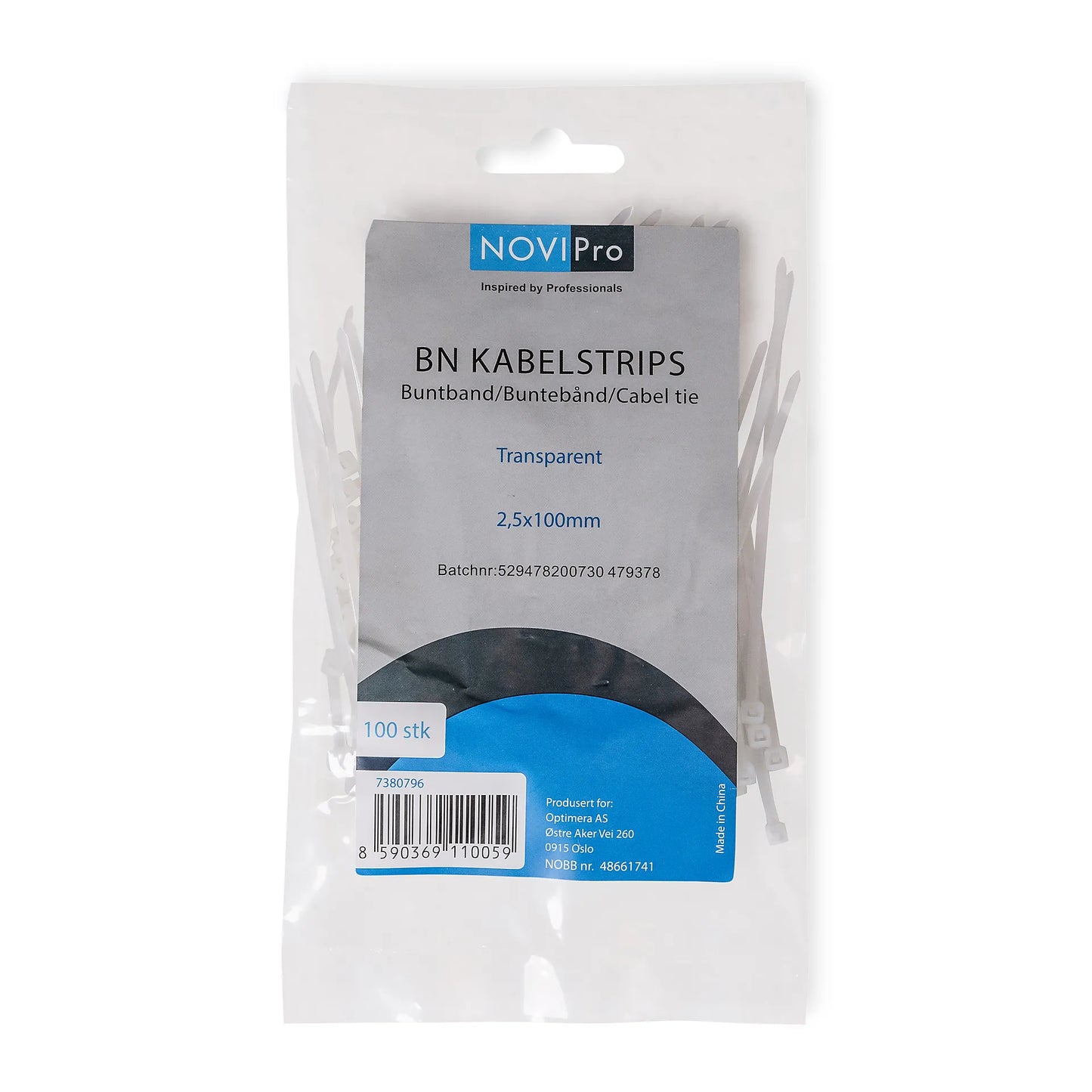 KABELSTRIPS BN 2.5X100 TRANSPA NOVIPRO TRANSPARENT A100