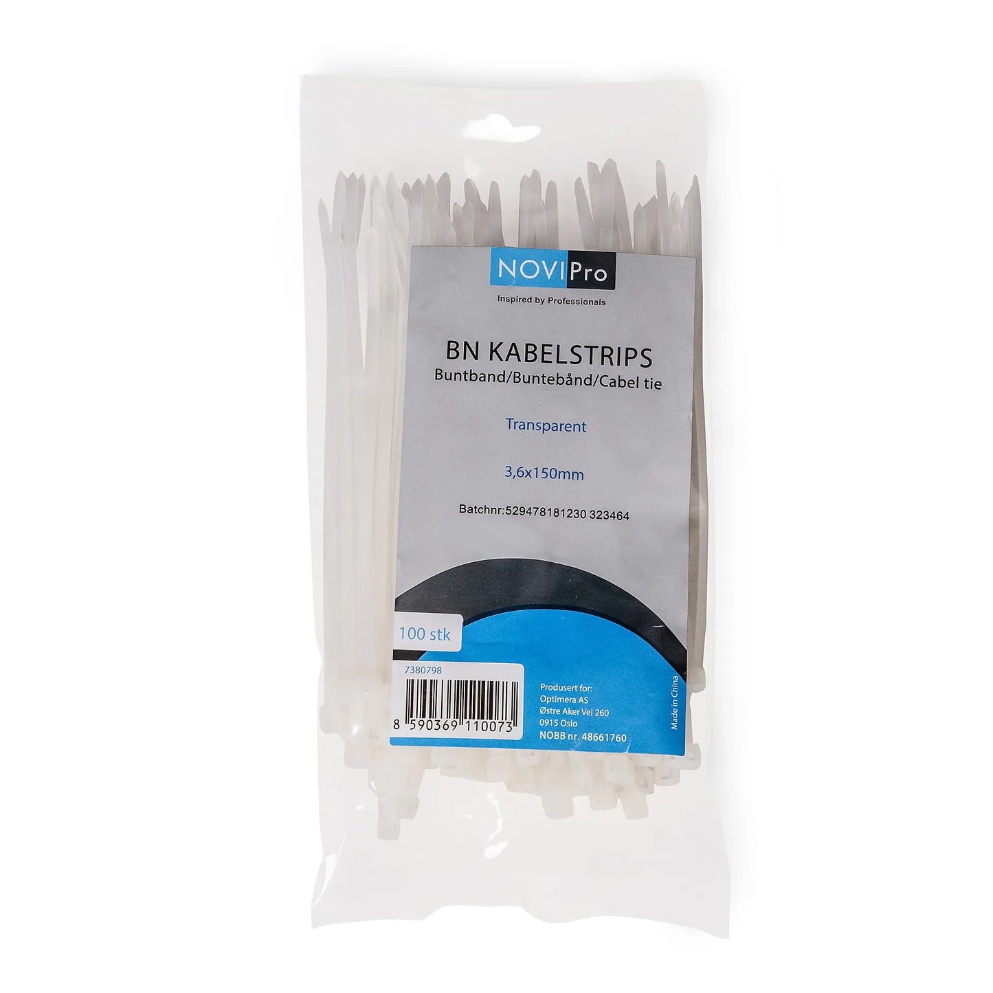 KABELSTRIPS BN 3.6X150 TRANSPA NOVIPRO TRANSPARENT A100