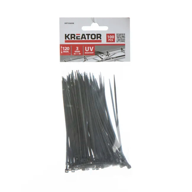 Kabelstrips svarte 100 3 x 120 mm Kreator