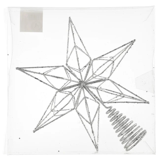 Dekorstjerne til juletre sølv 25x25cm