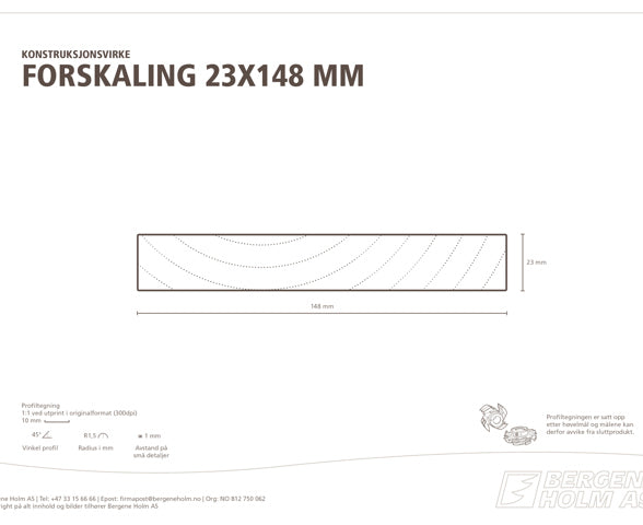 G-F 23X148 FORSKALING JUSTERT FORSKALING