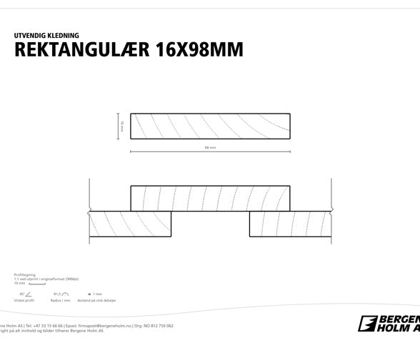 FURU 16X098 REKTKLED IMP KL1 REKTANGULÆR CU-IMPREGNERT TØRK