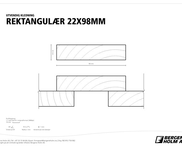 FURU 22X098 REKTKLED IMP KL1 REKTANGULÆR CU-IMPREGNERT TØRK