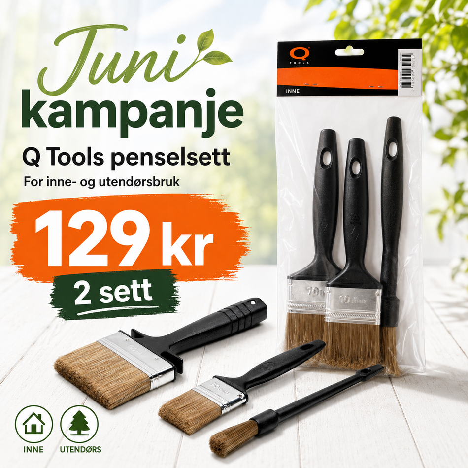 Q Tools Penselsett for inne og utendørsbruk