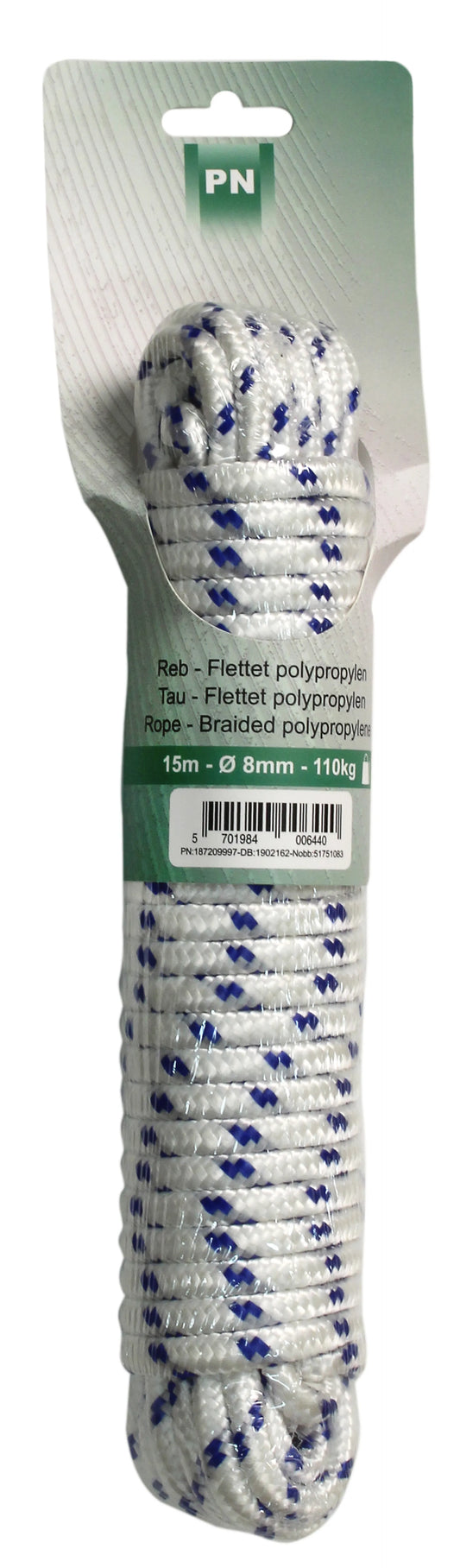 TAU FLETTET Ø8/15M AV POLYPROPYLEN