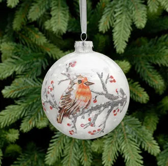 10 CM HVIT GLASSKULE MED DOMPAP