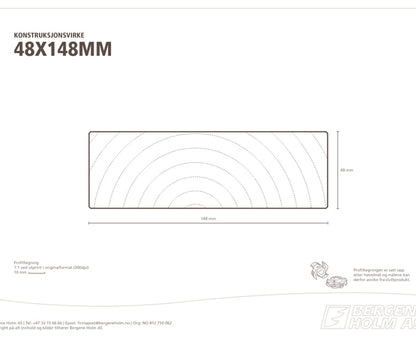 GRAN 48X148 K-VIRKE C24 KONSTRUKSJON FALLENDE LENGDER