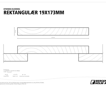 FURU 19X173 REKTKLED IMP KL1 REKTANGULÆR CU-IMPREGNERT TØRK