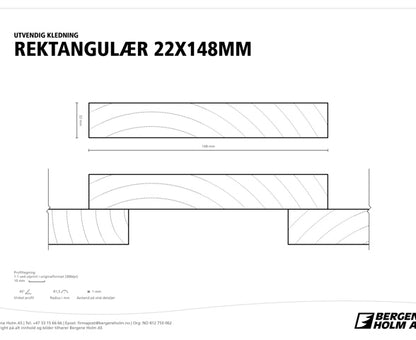 FURU 22X148 REKTKLED IMP KL1 REKTANGULÆR CU-IMPREGNERT TØRK