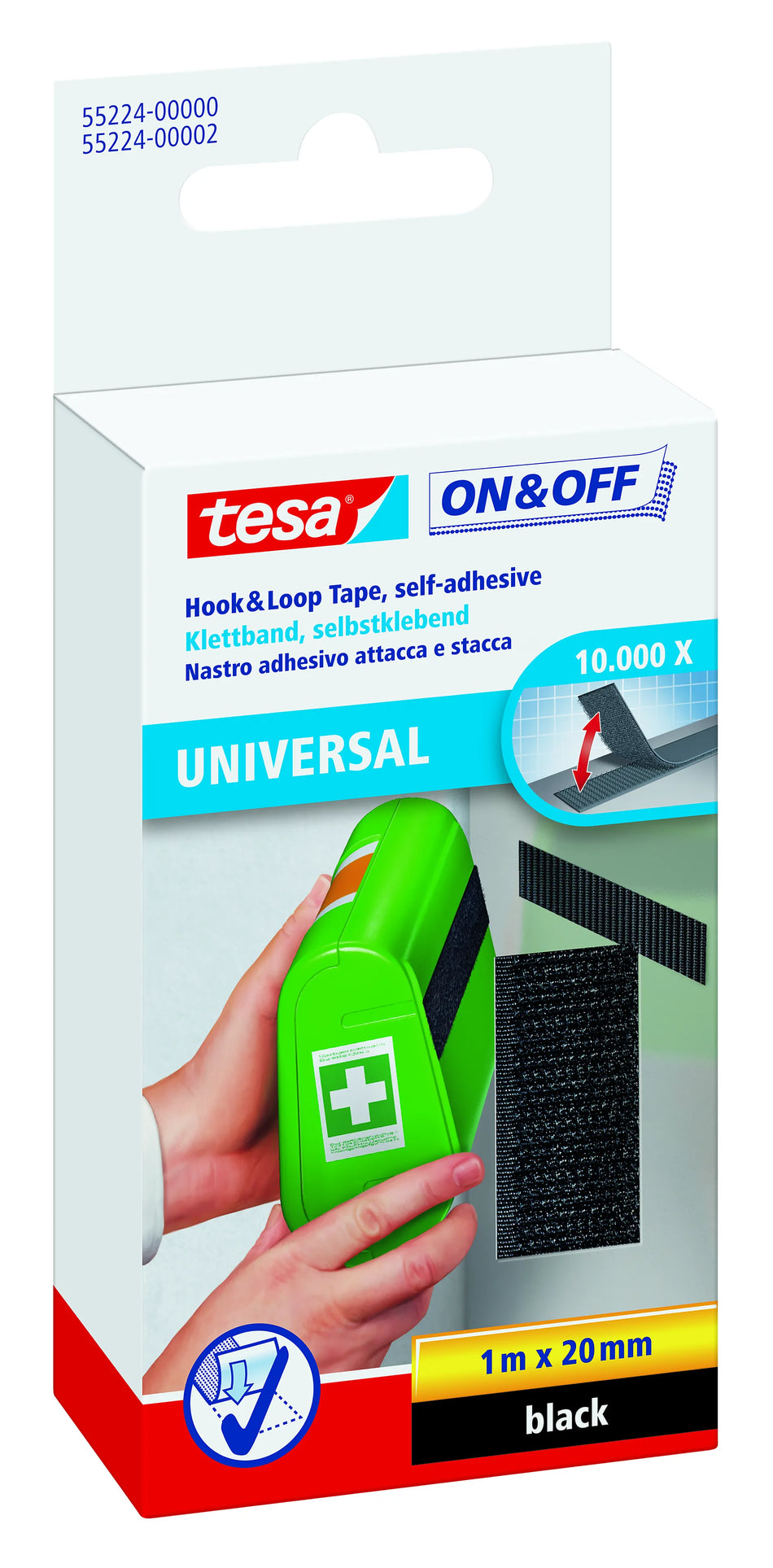 BORRELÅSTAPE 20MMX1M F/LETTE GJ SO TESA T/LETTE GJENSTANDER