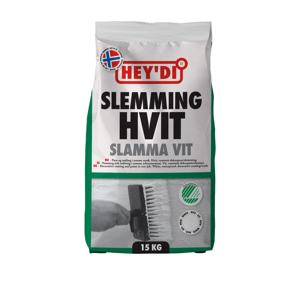 HEYDI HVIT 15KG SLEMMING VANNTETT DEKORPUSS FPR MUR OG