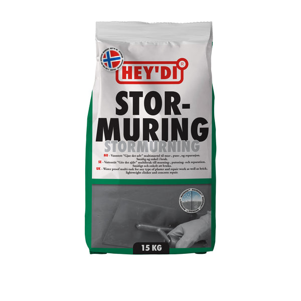 HEYDI STORMURING 15 KG MØRTEL HURTIGMØRTEL FOR STØRRE ARBEID
